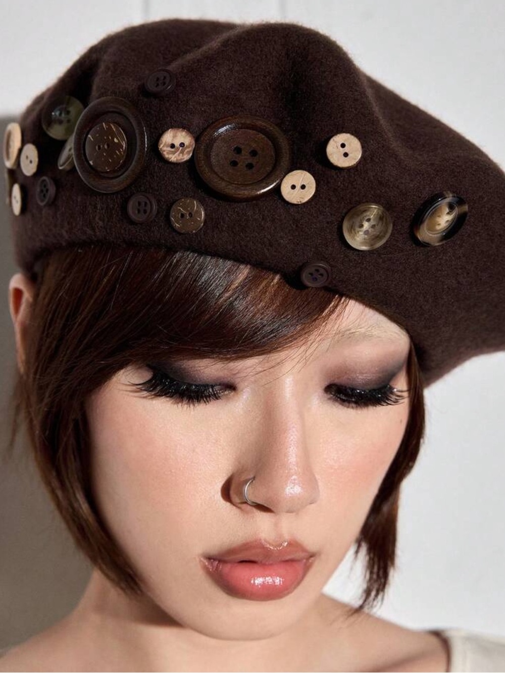 ROMWE Fairycore 1pc Women's Multi-Color Button DIY Beret